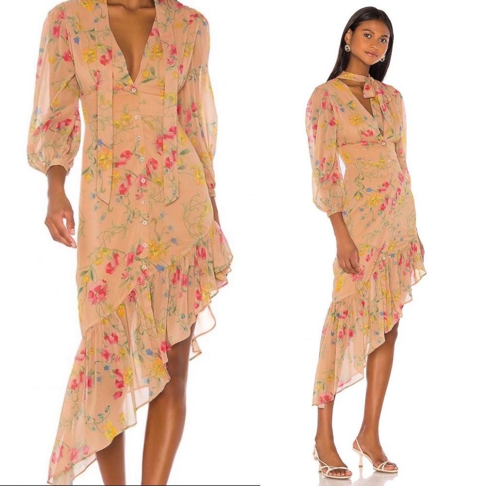 Song of Style | NWOT Montague Midi Dress in Nude Blossom Sz: XS